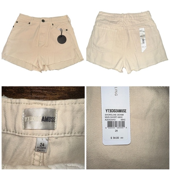 Amuse Society  Womens Shoreline Denim Woven Short‎ Size 24 Y2K Beach Frayed Hem - Picture 12 of 12